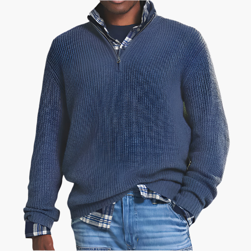 Men's Business Casual Quarter-Zip Knit Pullover Sweater – Classic Style for Office and Everyday Wear