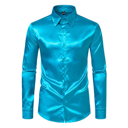 Elliot – Men's Satin Solid Color Glossy Shirt