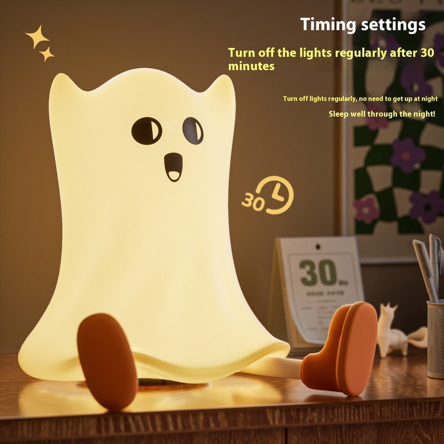 Halloween Ghost Cartoon LED Night Light for Kids – Spooky Bedside Decoration