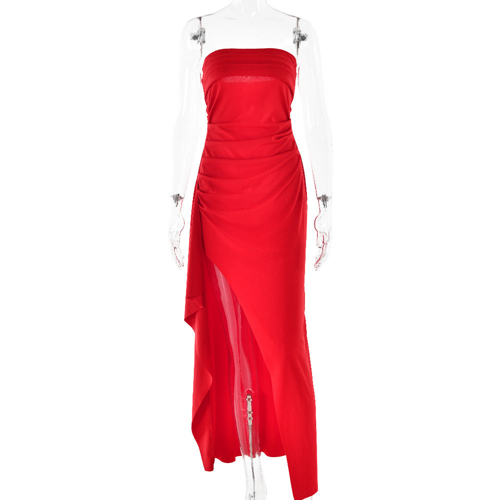 Sophie – Strapless Pleated Long Dress
