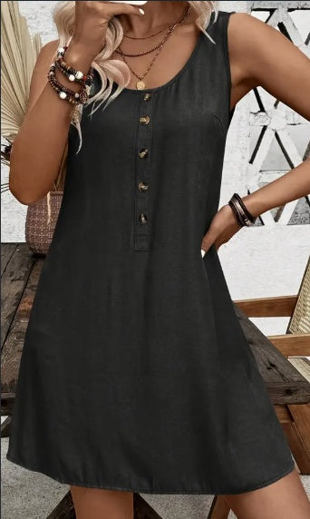 Claire – Elegant Sleeveless Button-Up Dress
