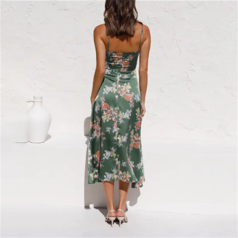 Women's Floral Midi Summer Dress – Chic Boho Beach & Party Look