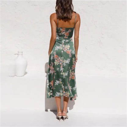 Women's Floral Midi Summer Dress – Chic Boho Beach & Party Look