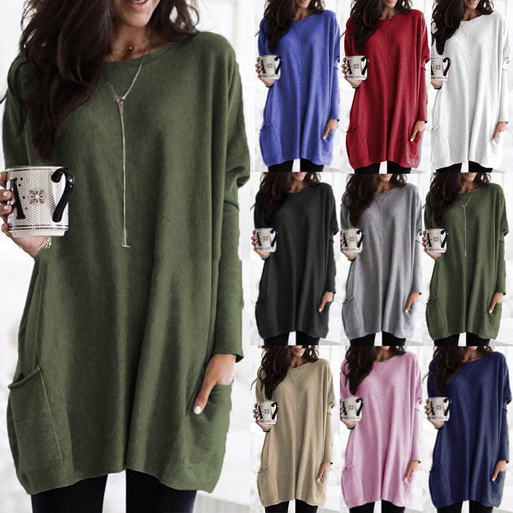 Women's Long Sweater Casual Loose Fit Pullover with Pockets