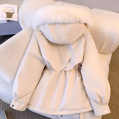 Women's Elegant Winter Parka Coat with Fleece Lining and Hood
