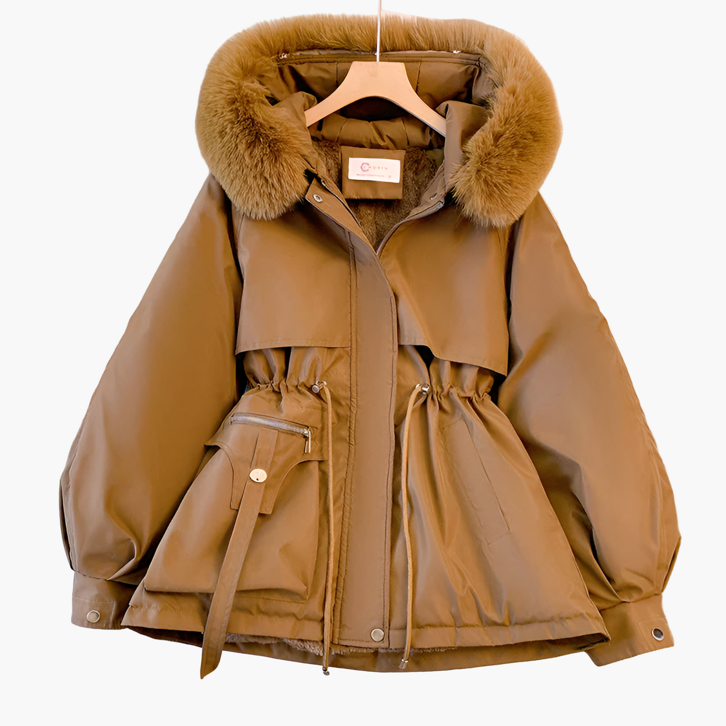 Women's Elegant Winter Parka Coat with Fleece Lining and Hood