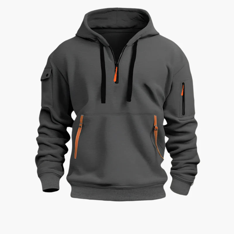 Men's Tactical Outdoor Utility Hoodie with Multi-Pocket Design
