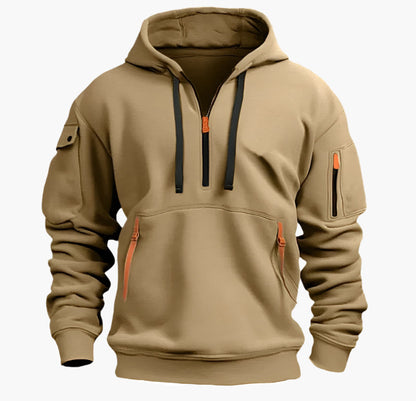 Men's Tactical Outdoor Utility Hoodie with Multi-Pocket Design