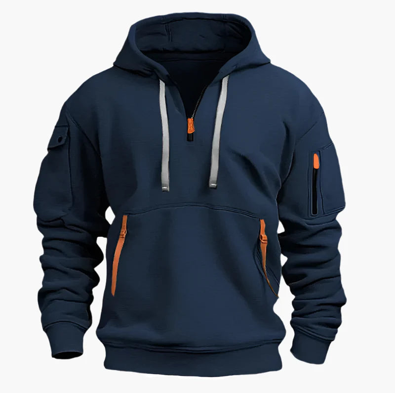 Men's Tactical Outdoor Utility Hoodie with Multi-Pocket Design