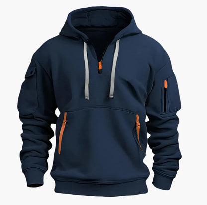 Men's Tactical Outdoor Utility Hoodie with Multi-Pocket Design
