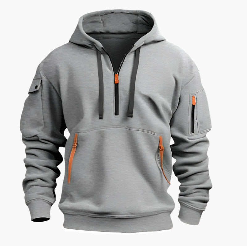 Men's Tactical Outdoor Utility Hoodie with Multi-Pocket Design
