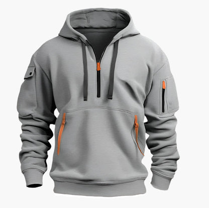 Men's Tactical Outdoor Utility Hoodie with Multi-Pocket Design