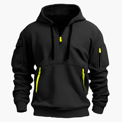 Men's Tactical Outdoor Utility Hoodie with Multi-Pocket Design