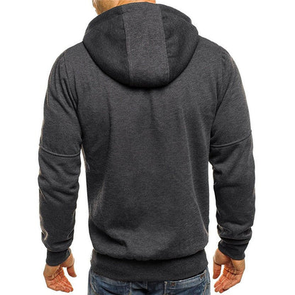 Men's Casual Full Zip Hoodie with Adjustable Drawstring Hood and Pockets