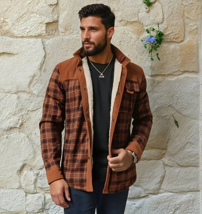 Men's Outdoor Plaid Fleece-Lined Shirt Jacket – Casual Rugged Style
