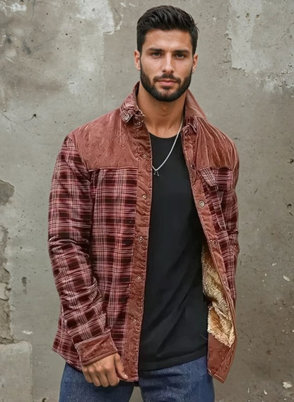 Men's Outdoor Plaid Fleece-Lined Shirt Jacket – Casual Rugged Style