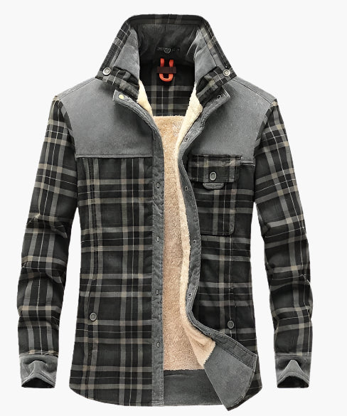 Men's Outdoor Plaid Fleece-Lined Shirt Jacket – Casual Rugged Style