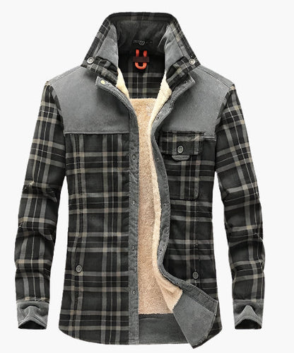 Men's Outdoor Plaid Fleece-Lined Shirt Jacket – Casual Rugged Style