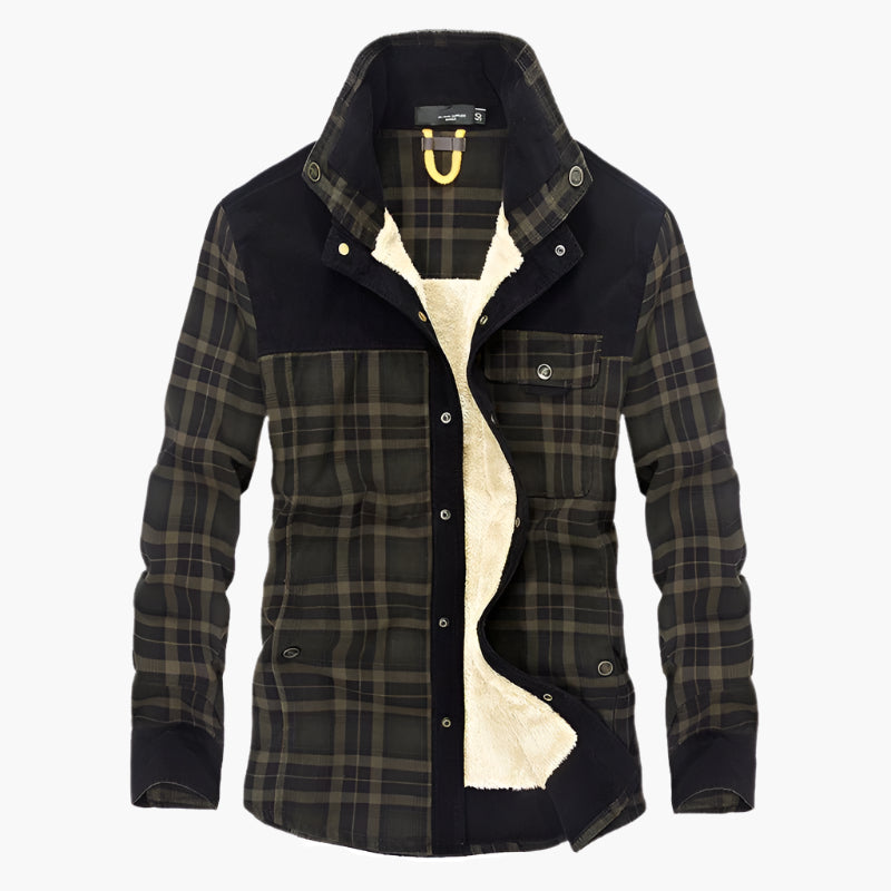 Men's Outdoor Plaid Fleece-Lined Shirt Jacket – Casual Rugged Style