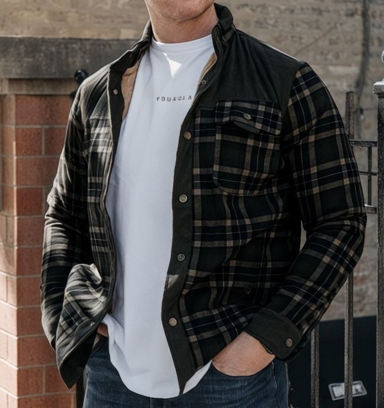 Men's Outdoor Plaid Fleece-Lined Shirt Jacket – Casual Rugged Style