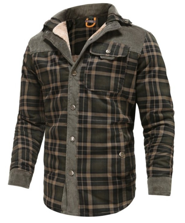 Men's Outdoor Plaid Fleece-Lined Shirt Jacket – Casual Rugged Style