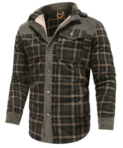 Men's Outdoor Plaid Fleece-Lined Shirt Jacket – Casual Rugged Style