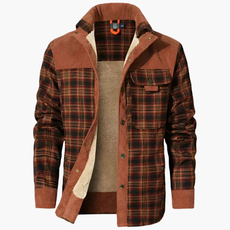 Men's Outdoor Plaid Fleece-Lined Shirt Jacket – Casual Rugged Style