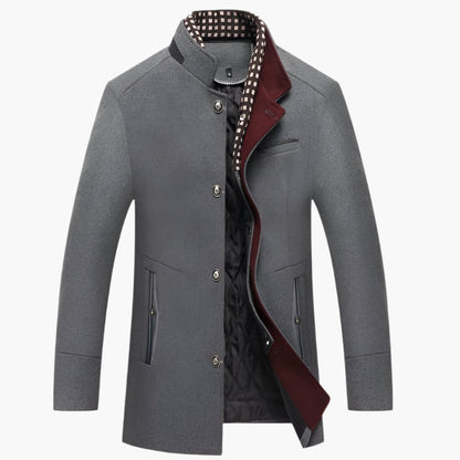 Men's Slim Fit Mid-Length Pea Coat with Removable Collar – Modern Sophisticated Outerwear for Events and Everyday Style