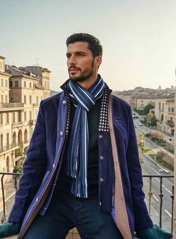 Men's Slim Fit Mid-Length Pea Coat with Removable Collar – Modern Sophisticated Outerwear for Events and Everyday Style