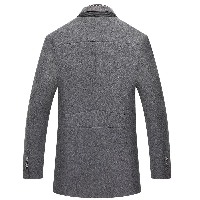 Men's Slim Fit Mid-Length Pea Coat with Removable Collar – Modern Sophisticated Outerwear for Events and Everyday Style