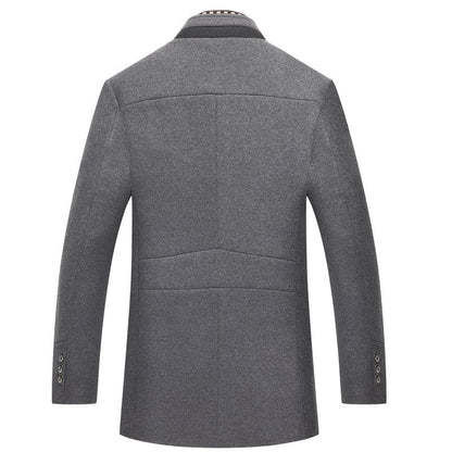 Men's Slim Fit Mid-Length Pea Coat with Removable Collar – Modern Sophisticated Outerwear for Events and Everyday Style