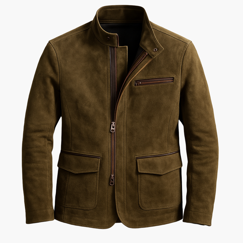 Men's Classic Suede Moto Jacket for All-Season Style and Comfort