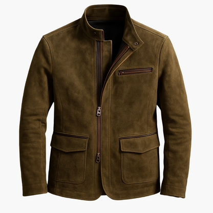 Men's Classic Suede Moto Jacket for All-Season Style and Comfort