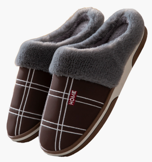 Men's Indoor Slip-On Slippers with Plush Lining and Anti-Slip Sole – Comfortable and Stylish House Shoes