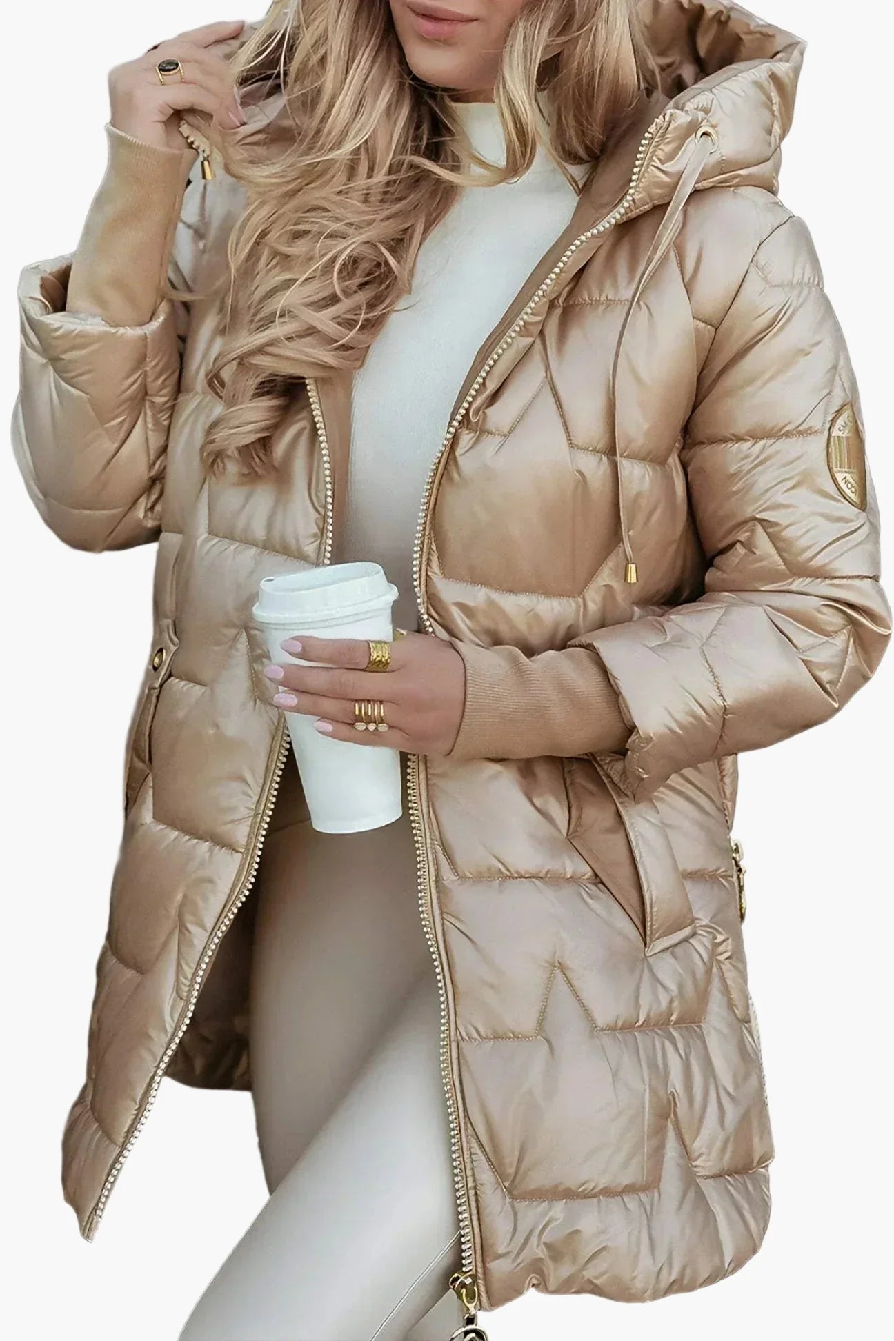 Women's Elegant Quilted Puffer Jacket with Hood – Stylish Autumn Outerwear