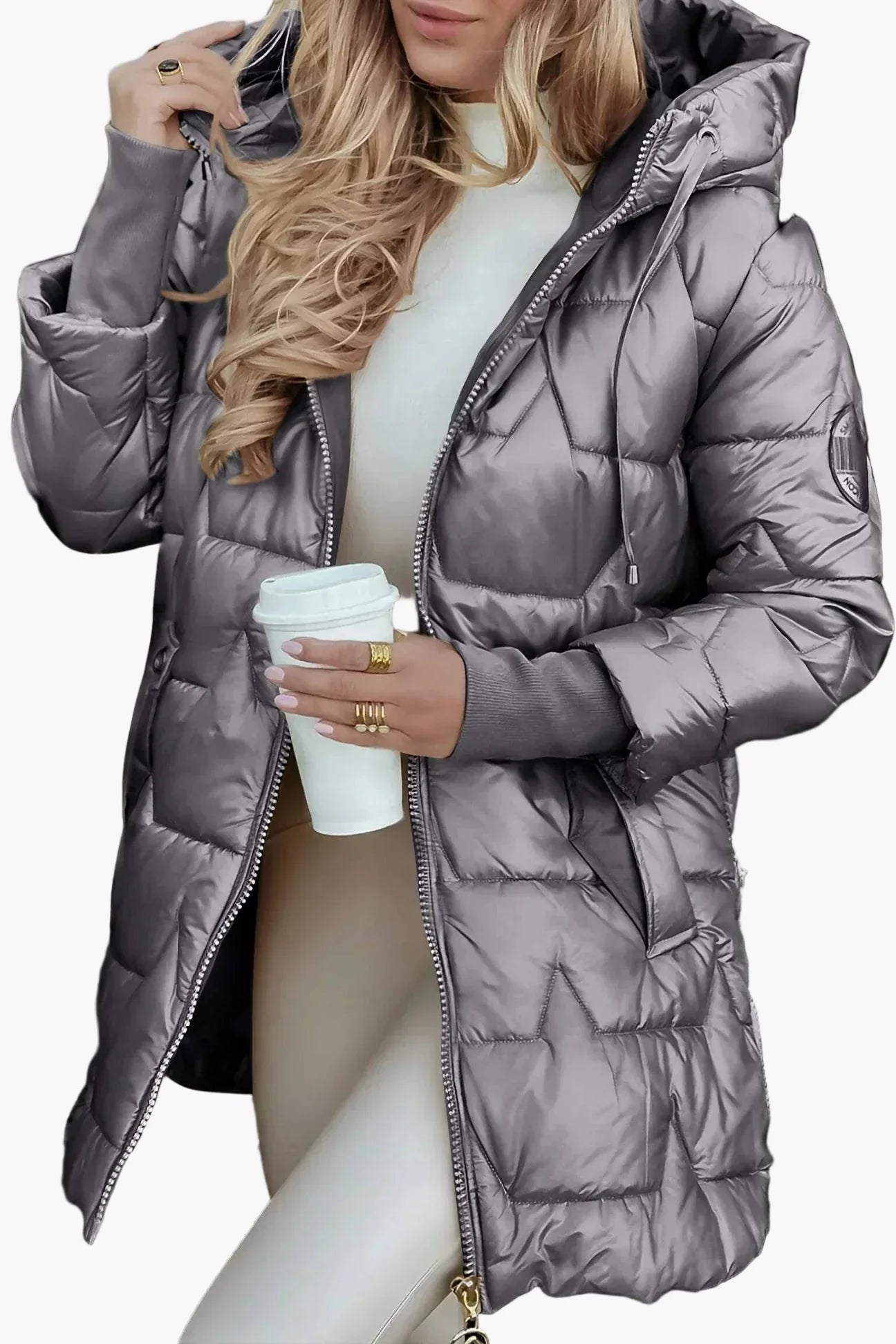 Women's Elegant Quilted Puffer Jacket with Hood – Stylish Autumn Outerwear