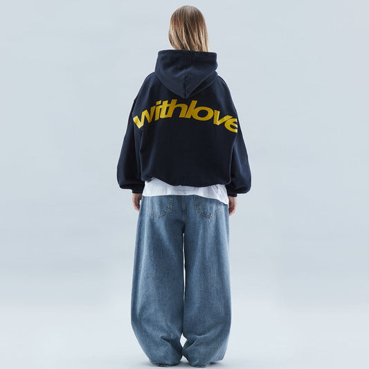 Women's Urban Oversized Hoodie with 'Withlove' Print – Streetwear Style for Winter