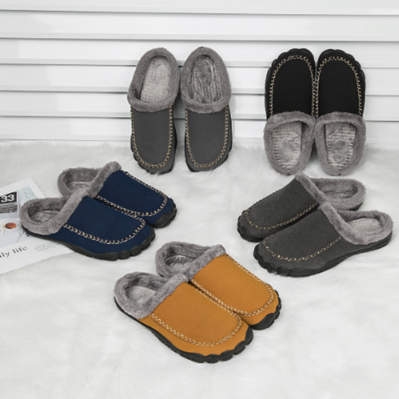 Men's Luxury Slip-On Indoor Slippers with Anti-Slip Sole – Warm Plush Lining for Ultimate Comfort