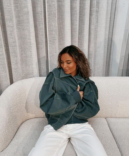 Women's Oversized Bomber Jacket – Casual Streetwear, Comfort Fit, Trendy Everyday Outerwear
