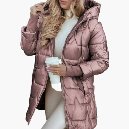 Women's Elegant Quilted Puffer Jacket with Hood – Stylish Autumn Outerwear