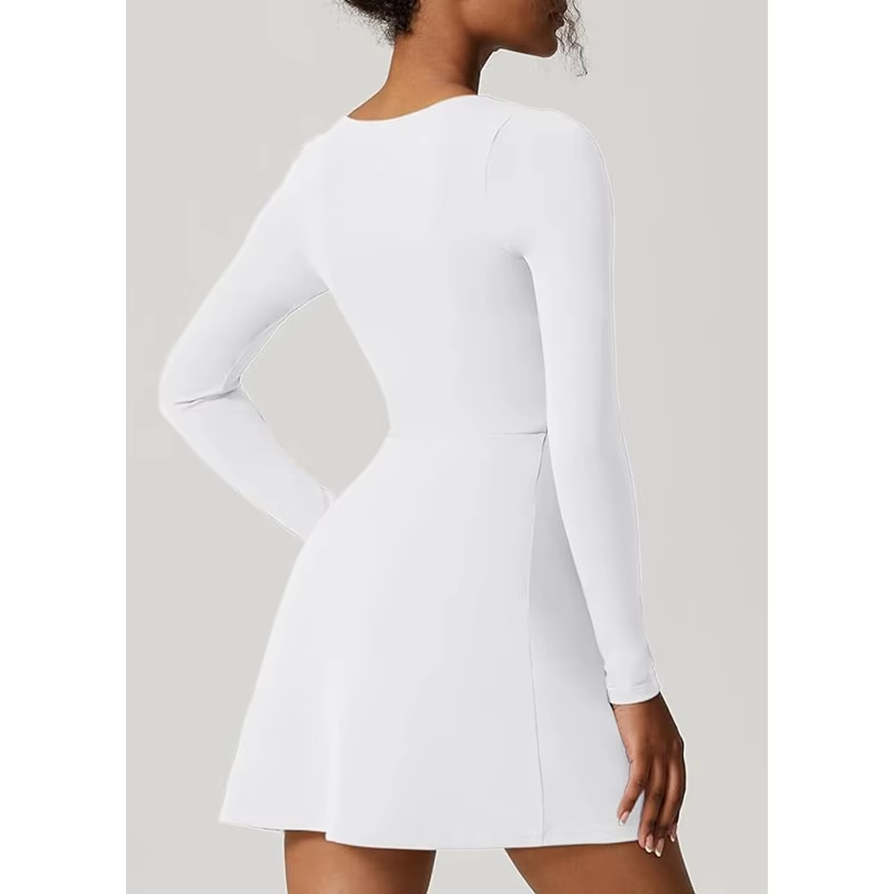 Marie – Slim Fit Square Collar Long Sleeve Dress