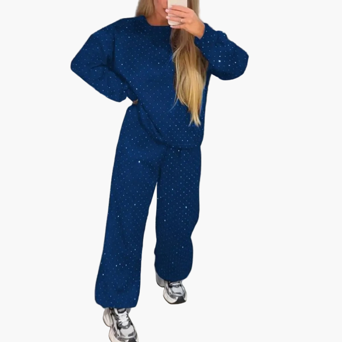 Women's Relaxed Fit Diamond Lounge Set – Chic Casual Statement Outfit