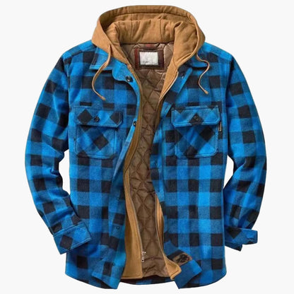 Men's Urban Plaid Hooded Quilted Shirt Jacket – Casual Fall & Winter Outerwear