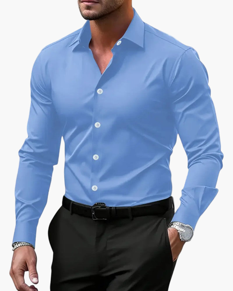 Men's Slim Fit Long Sleeve Dress Shirt for Business and Evening Wear