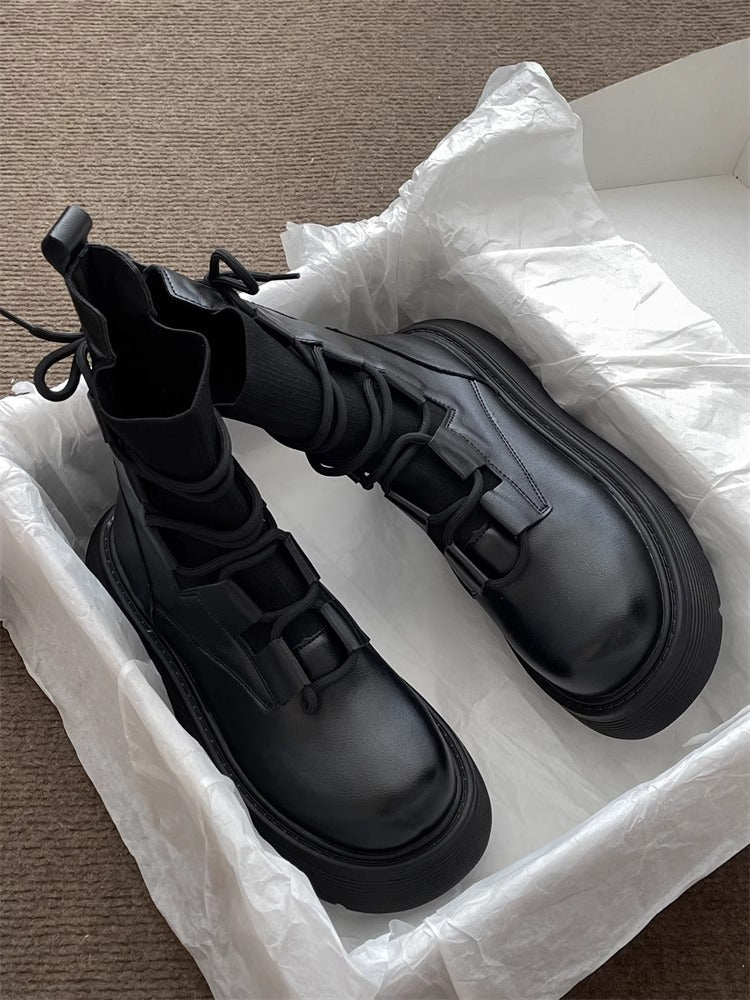 Women's Platform Lace-Up High Top Sneakers Fashion Casual Shoes