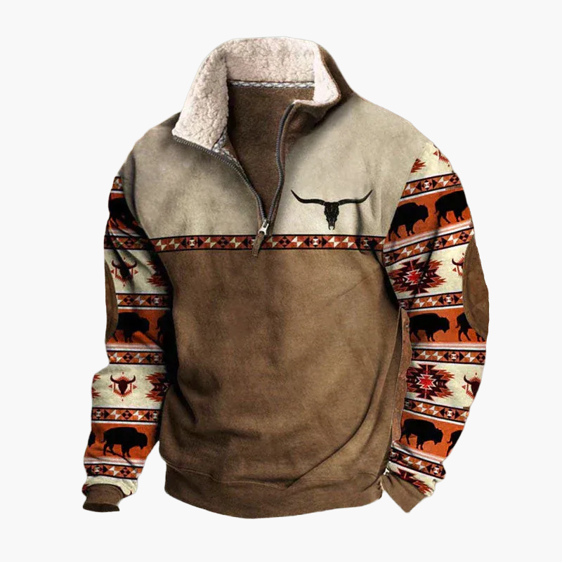 Men's Southwest Style Quarter-Zip Pullover – Casual Modern Comfort Sweatshirt