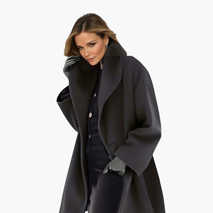 Women's Elegant Oversized Lapel Wool-Feel Coat – Modern Office & Everyday Style