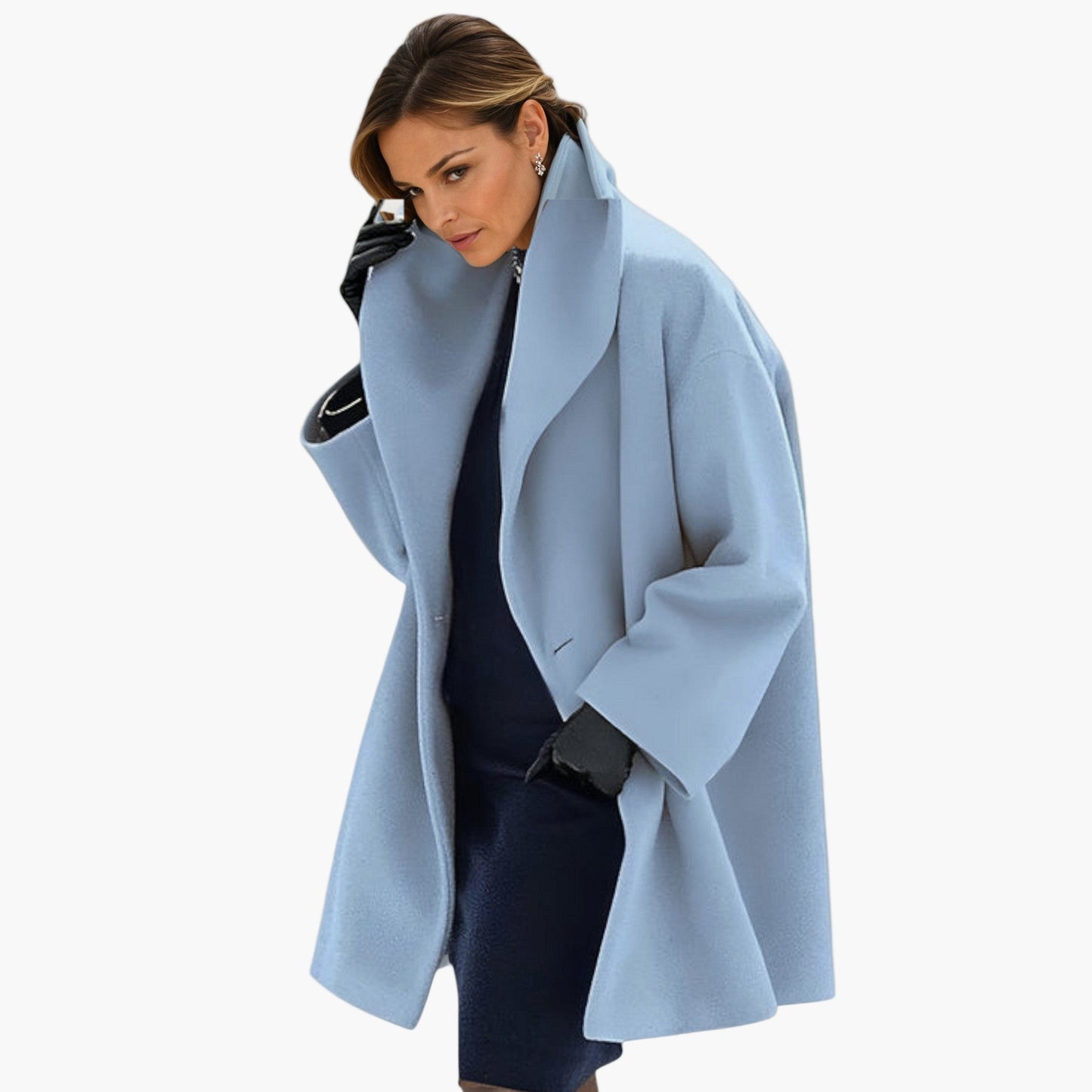 Women's Elegant Oversized Lapel Wool-Feel Coat – Modern Office & Everyday Style