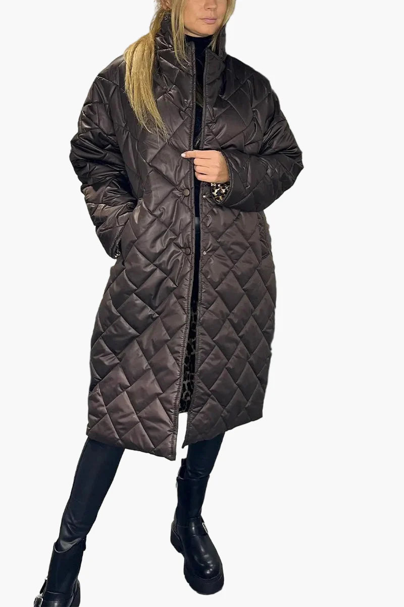 Women's Quilted Reversible Winter Coat – Elegant Everyday Statement Outerwear