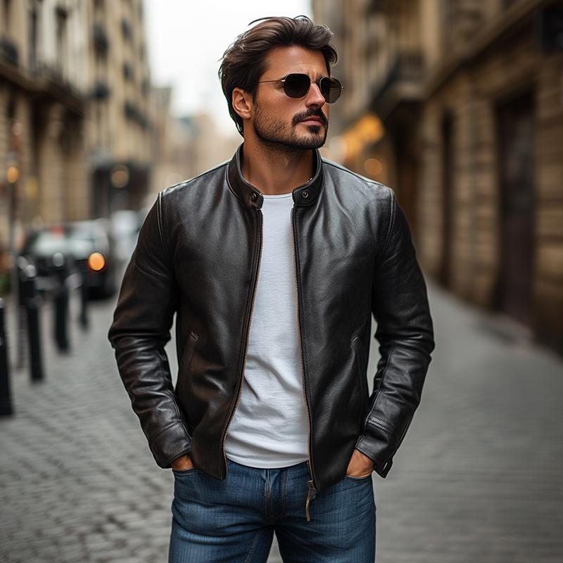 Men's Classic Slim Fit Stand Collar Jacket - Sophisticated Everyday Style